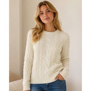 Abercrombie Fitch Sweater Womens Small Cream Cable Knit Wool Blend Fisherman Y2K